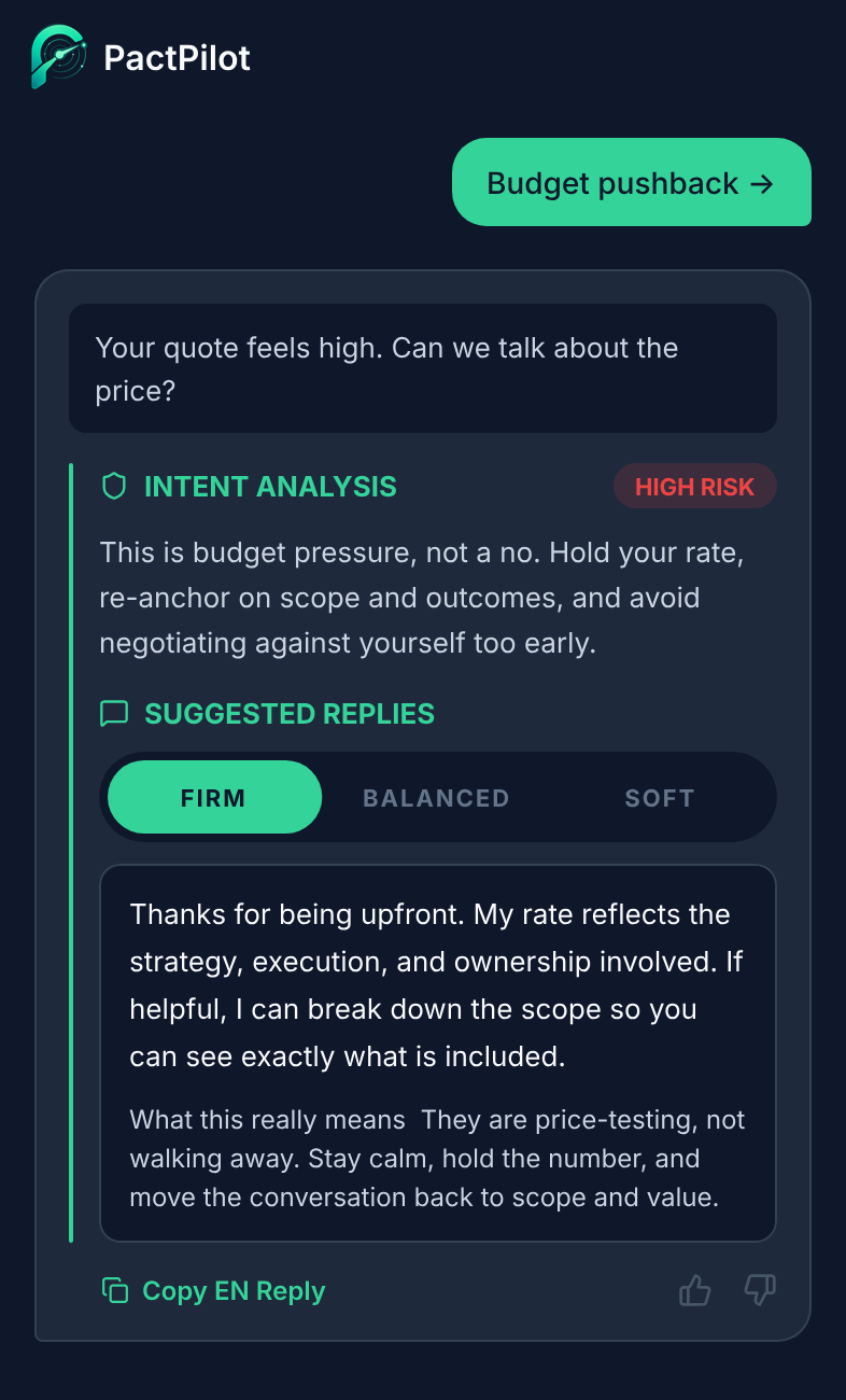 Message review product screen